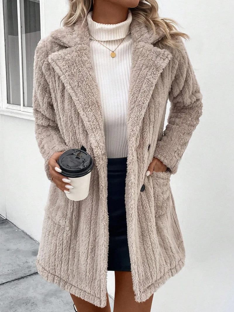 Trendy Fuzzy Jacket With Pockets
